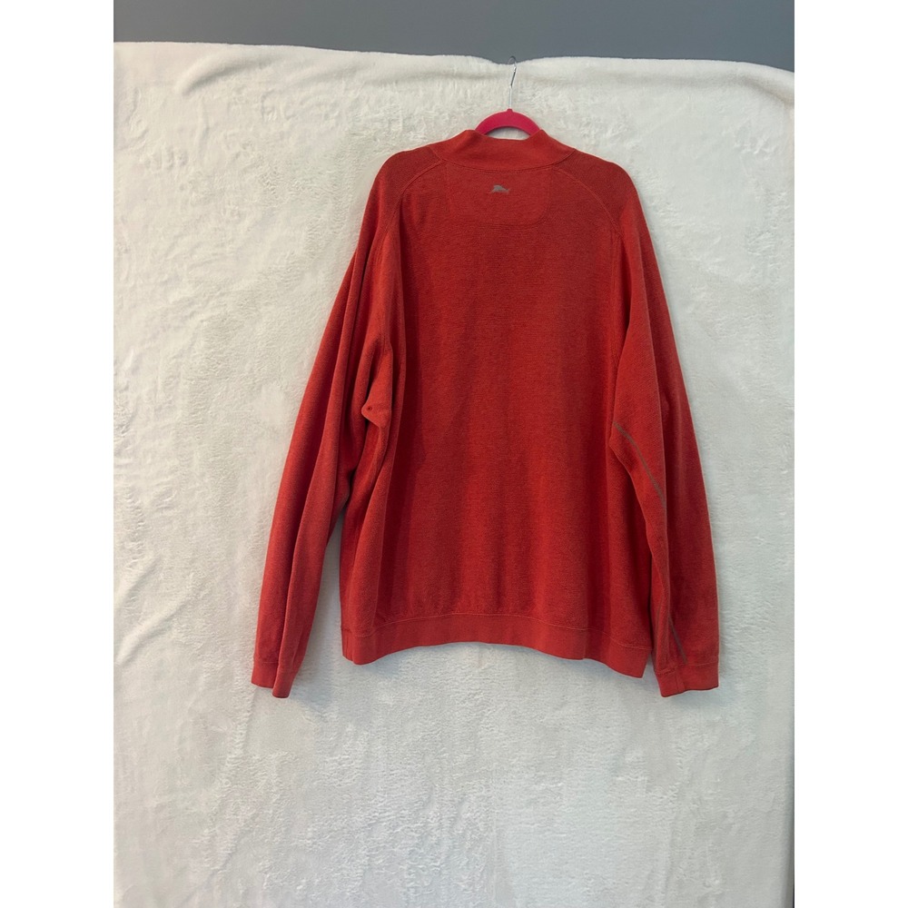 Tommy Bahama Mens Orange Red Quarter Zip Pullover Sweater T21172 XXL - Picture 6 of 8
